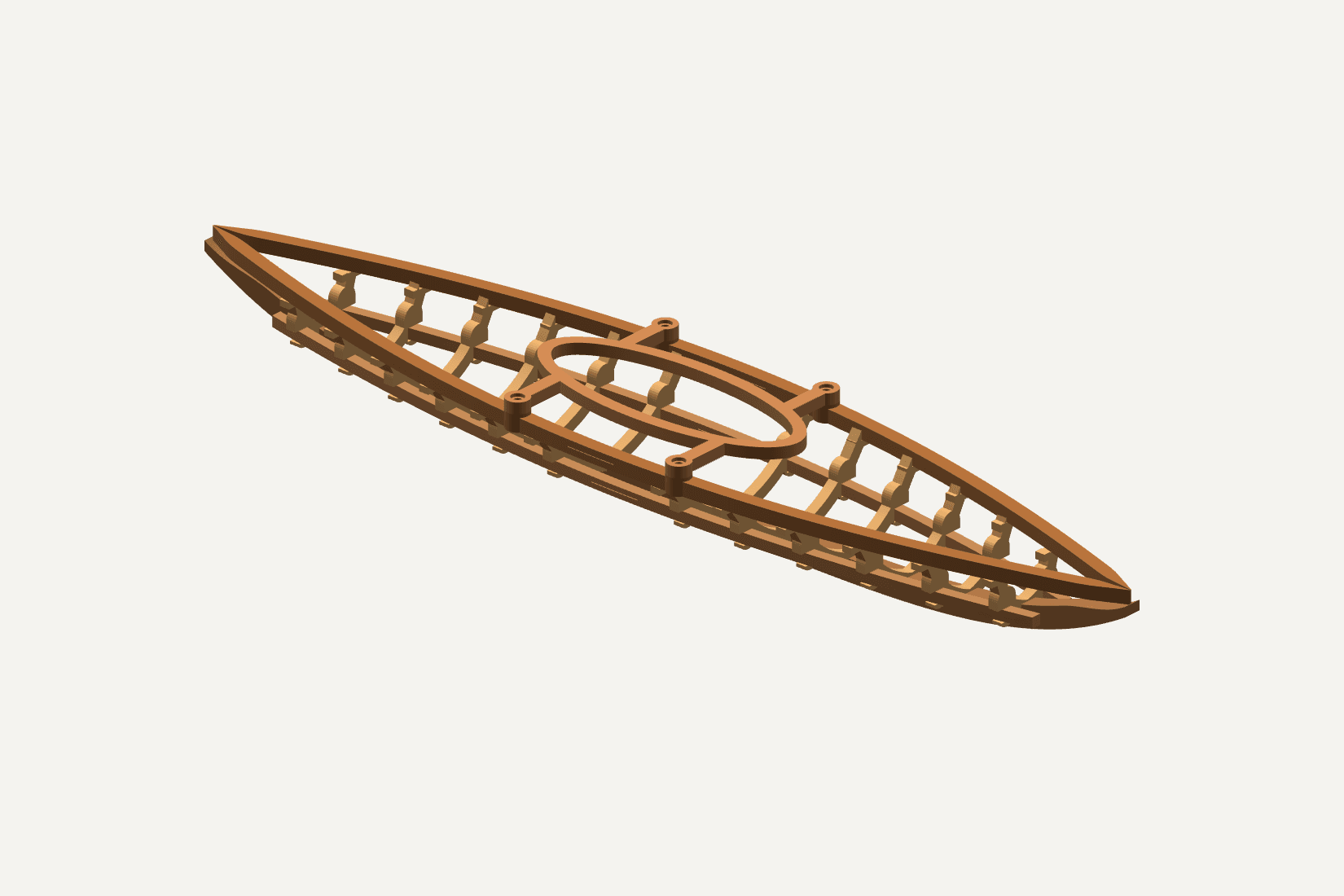 Vista CAD de Kayak Frame 320 V5 ELEGANCE RC1. Modelo a escala, no fotografía de una embarcación construida.